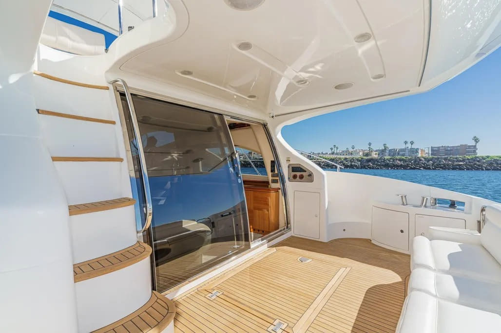 Aft deck seating with marina view